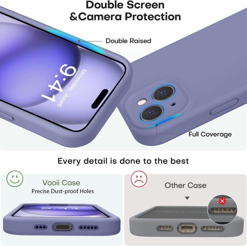 Mobistyle Designed for iPhone 15 Cover Soft Liquid Silicone Slim Protective Shockproof with Anti-Scratch Microfiber Lining Phone Back Cover Case (Grey) - Image 2