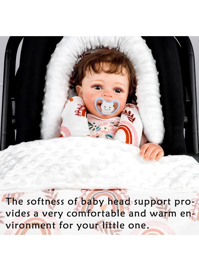 Pea Pod Infant Car Seat Head Support Rainbow Baby Carseat Head Support Cushion & Strap Covers for Newborns Ultra Soft Minky Dot Fabric Perfect for Baby Carseats, Strollers, Swing, and Bouncers - Image 4