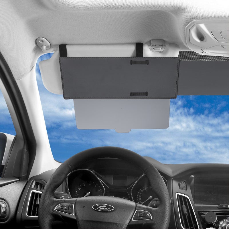 2 Pcs Car Sun Visor Adjustable Visor Multipurpose Sun Visor Retractable Sunshade - Image 1