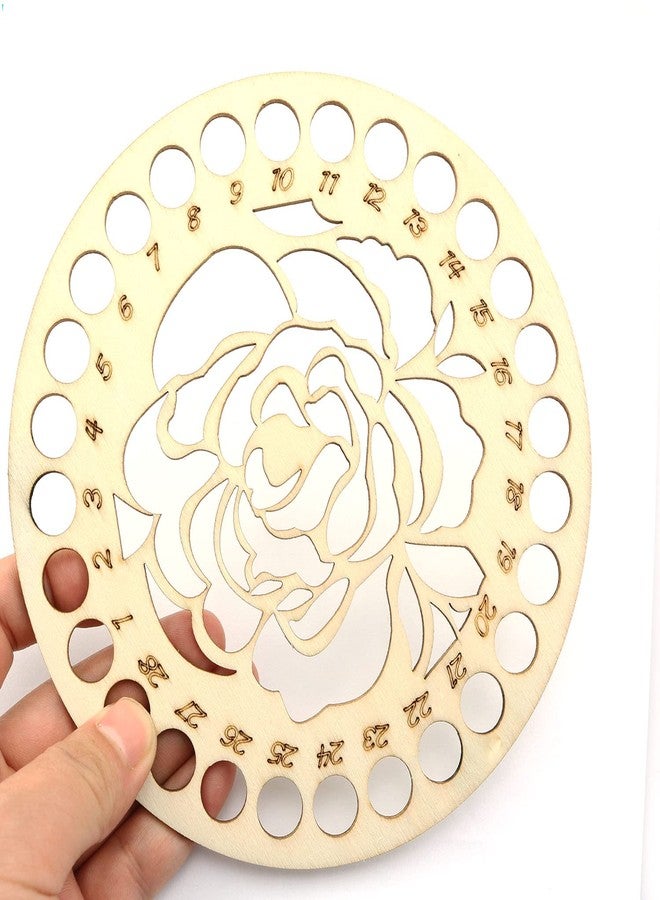 PZRT Wooden Embroidery Floss Organizer Cross Stitch Thread Holder Storage Tool Floral Round Thread Organizer Handmade DIY Sewing Art Crafts - Image 4