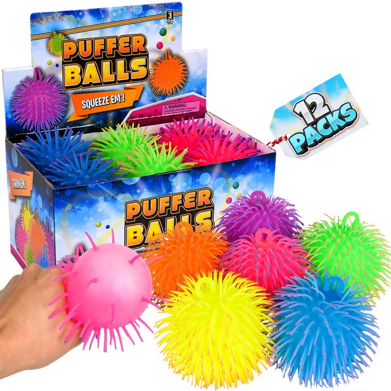 Bedwina Puffer Balls Pack of 12  Squishy Balls for Kids Neon Party Favors Sensory Stress Relief Squishy  Therapy Toys for Kids Boys  Girls Goodie Bag Stuffers Prizes and Party Supplies - Image 2