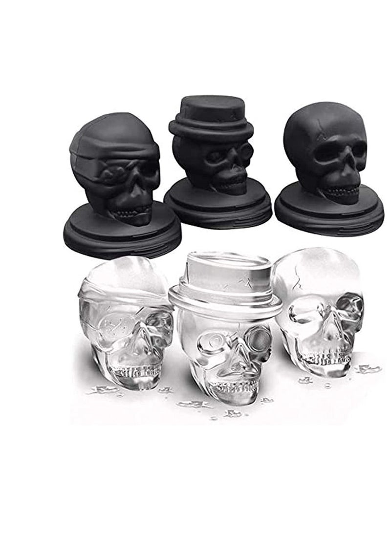 Y&D Skull Ice Cube Mold, Flexible Silicone Creative 3D Trays, Giant Ball Maker, Reusable and BPA Free, Perfect for Home Party Halloween 