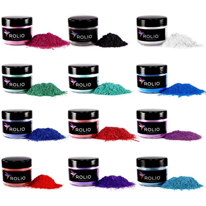 Rolio Mica Powder Pearlescent Color Pigment - Art Set for Resin Epoxy - for Soap Making, Nail Polish, Lip Gloss Set, Eye Shadow, Bath Bomb, Slime & Candle - 10g, 12 Jars - Northern Lights - Image 1