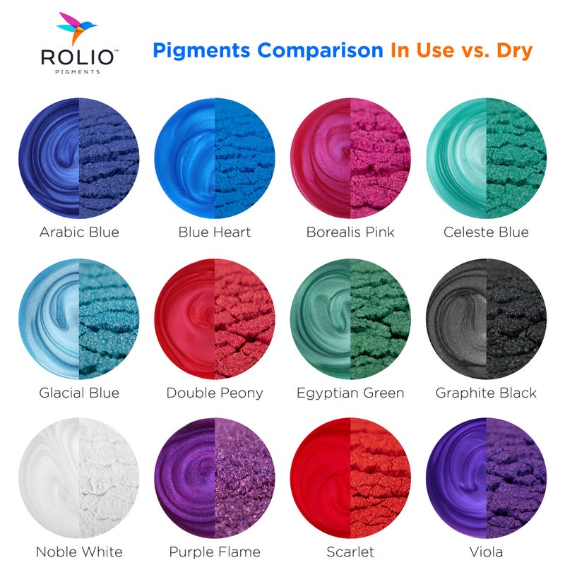 Rolio Mica Powder Pearlescent Color Pigment - Art Set for Resin Epoxy - for Soap Making, Nail Polish, Lip Gloss Set, Eye Shadow, Bath Bomb, Slime & Candle - 10g, 12 Jars - Northern Lights - Image 2