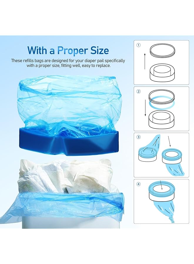 erorex 8Pcs Diaper Refill Liners Diaper Pail Liner Refills Bags Smell Bags Diaper Disposal Bin Liners - Image 2