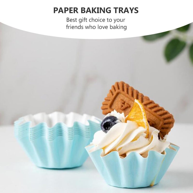 Blue Greaseproof Cupcake Liners 50 Pack Muffin Baking Cups For Party And Bakery Use - Image 5