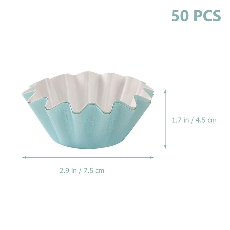 Blue Greaseproof Cupcake Liners 50 Pack Muffin Baking Cups For Party And Bakery Use - Image 3