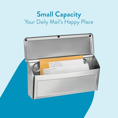 Architectural Mailboxes Venice™, Wall-Mounted Mailbox for Outside, Metal Stainless Steel Small Mail Box with Lock and Key Drop Box - Image 3