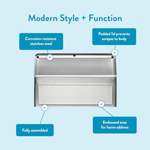 Architectural Mailboxes Venice™, Wall-Mounted Mailbox for Outside, Metal Stainless Steel Small Mail Box with Lock and Key Drop Box - Image 4