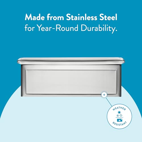 Architectural Mailboxes Venice™, Wall-Mounted Mailbox for Outside, Metal Stainless Steel Small Mail Box with Lock and Key Drop Box - Image 5