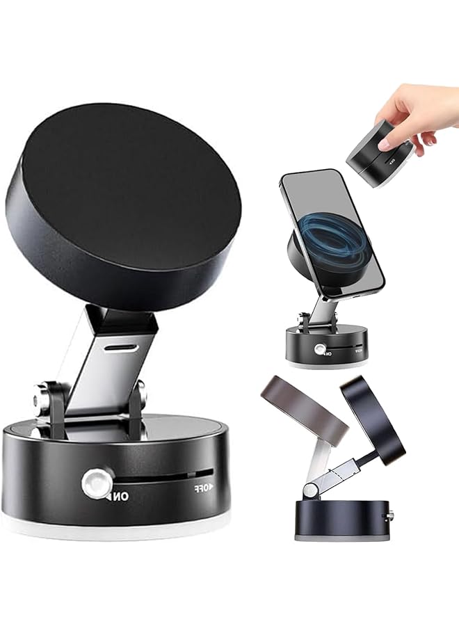 Green Tiger Vacuum Suction Cup Magnetic Car Phone Holder with Adjustable Telescopic Structure, Compatible with Mag-Safe car mount, Hands-free Magnetic phone holder in car for Cars/Mirrors/Desktop/Smooth Surface