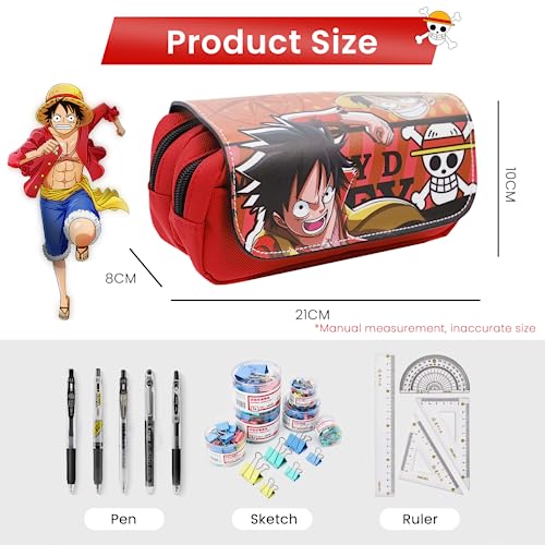 Fancyku® One Piece Pencil Case, Anime Pencil Pouch, Cartoon Prints Pen Pouch, Large Capacity PU Pen Bag Stationery Organizer, Students Gift Children's Day Gift School Gifts - Image 2