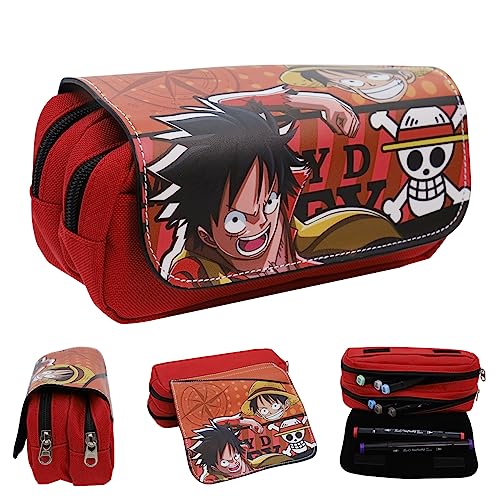 Fancyku® One Piece Pencil Case, Anime Pencil Pouch, Cartoon Prints Pen Pouch, Large Capacity PU Pen Bag Stationery Organizer, Students Gift Children's Day Gift School Gifts - Image 1