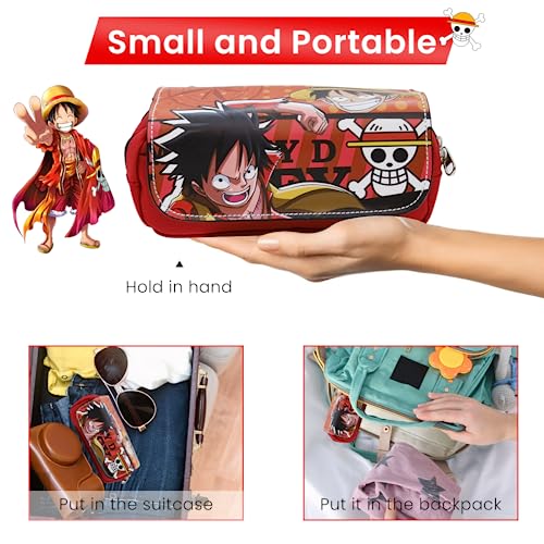 Fancyku® One Piece Pencil Case, Anime Pencil Pouch, Cartoon Prints Pen Pouch, Large Capacity PU Pen Bag Stationery Organizer, Students Gift Children's Day Gift School Gifts - Image 3