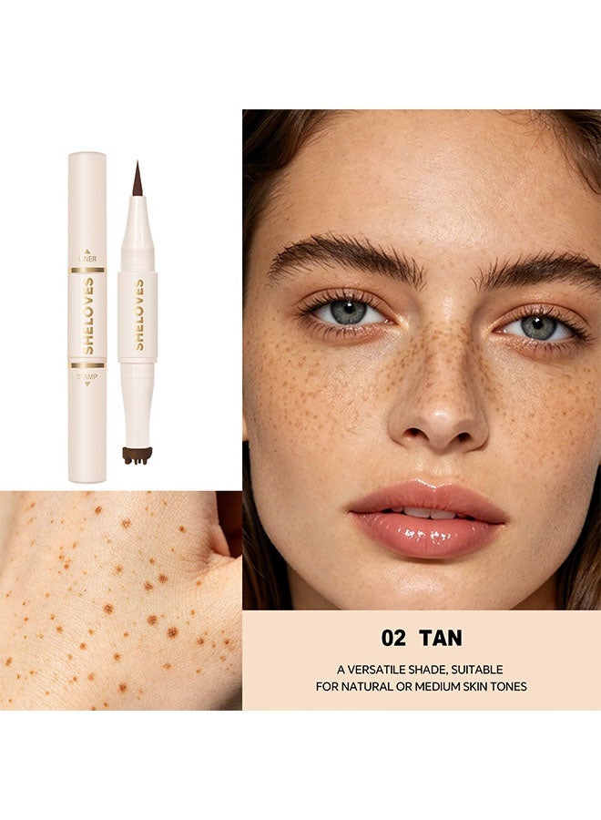 Sheloves Freck Please Freckle Tint,2 In 1 Freckle Stamp Pen, Waterproof & Quick-Dry Fake Freckle Pen for Natural Sun-Kissed Look, Long-Lasting Freckle Makeup Stamp. 02 TAN - Image 2