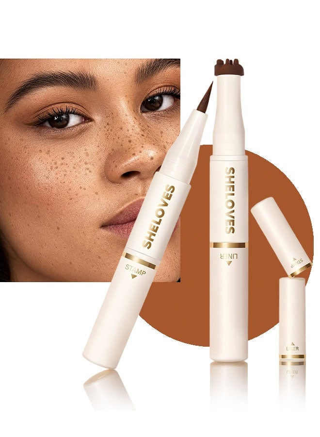 Sheloves Freck Please Freckle Tint,2 In 1 Freckle Stamp Pen, Waterproof & Quick-Dry Fake Freckle Pen for Natural Sun-Kissed Look, Long-Lasting Freckle Makeup Stamp. 02 TAN - Image 1