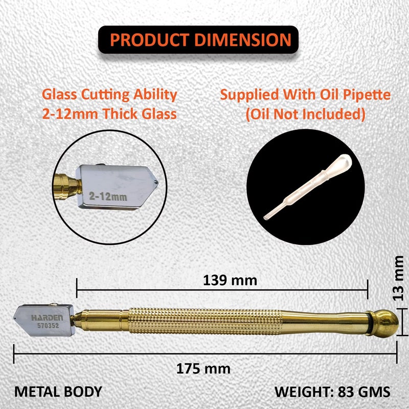 Harden Professional 2-12mm Auto-Oil Glass Cutter with YG8 Alloy Steel Handle - 570352 - Image 5