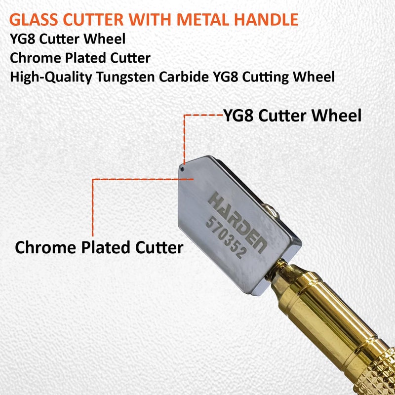 Harden Professional 2-12mm Auto-Oil Glass Cutter with YG8 Alloy Steel Handle - 570352 - Image 2