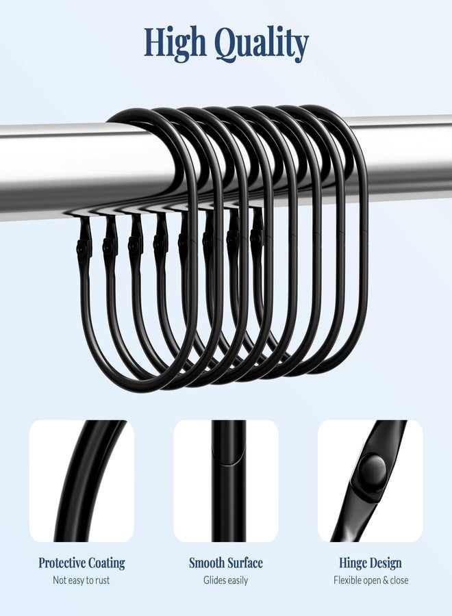 Bathway Shower Curtain Rings, Bathway Shower Curtain Hooks, Black Shower Curtain Hooks Rings Rust Proof, Anti-Drop Smooth Shower Rings for Curtain, 12 Pcs Metal Shower Hooks for Shower Curtain Rod - Image 2