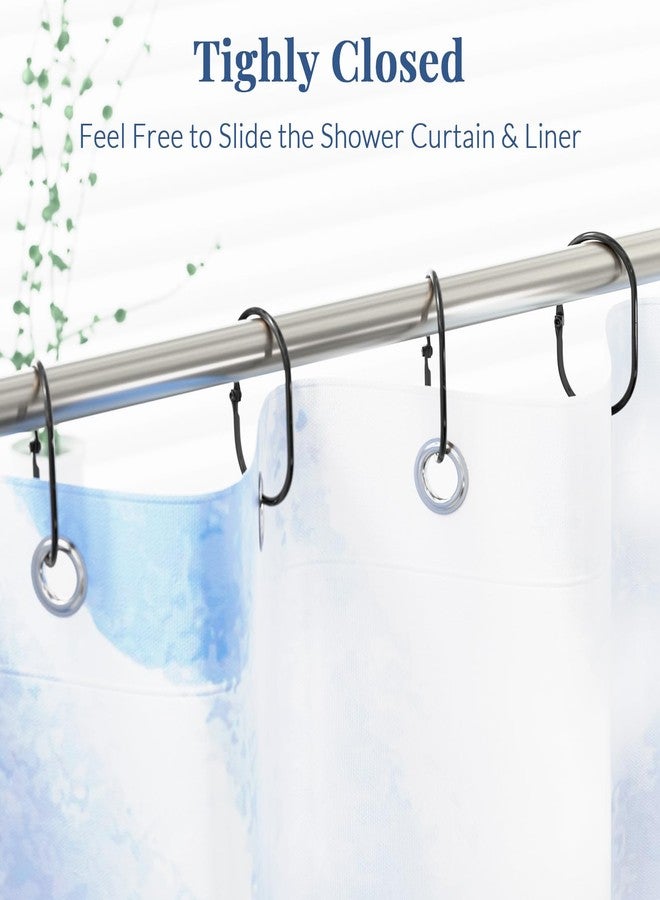 Bathway Shower Curtain Rings, Bathway Shower Curtain Hooks, Black Shower Curtain Hooks Rings Rust Proof, Anti-Drop Smooth Shower Rings for Curtain, 12 Pcs Metal Shower Hooks for Shower Curtain Rod - Image 3