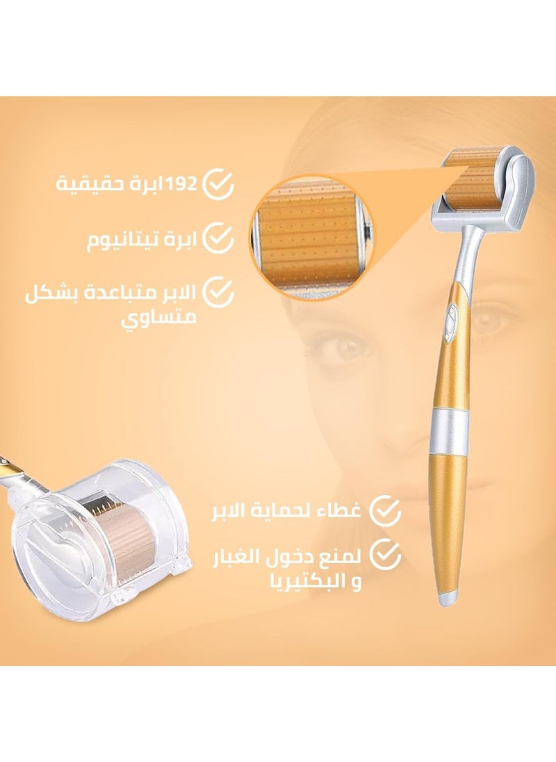 ZGTS Facial massage roller and skin treatment derma roller with micro-needle, size 1.00 mm, gold  - Image 5