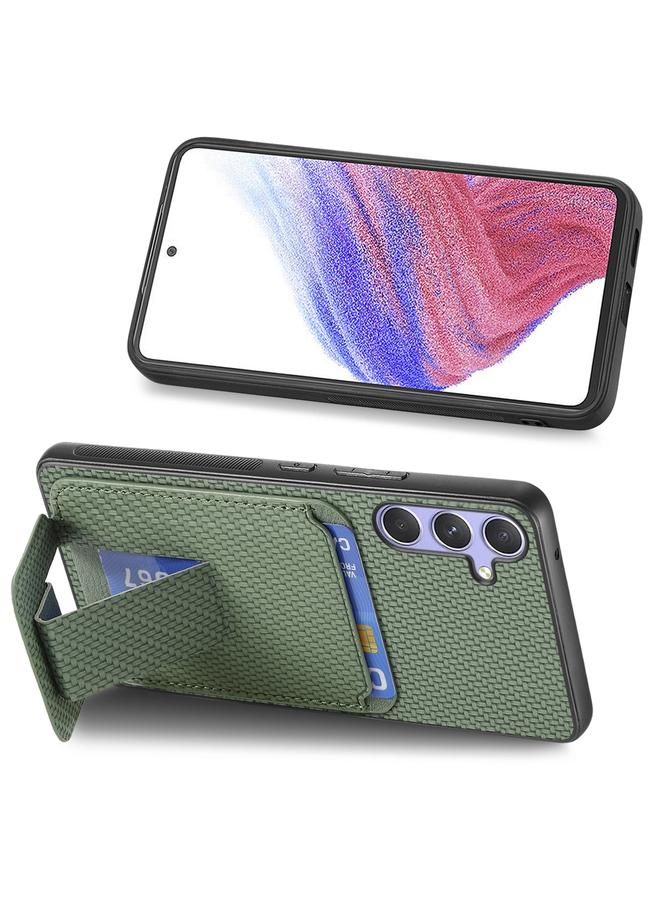 S-TOP Case For Samsung Galaxy S25 5G Carbon Fiber Card Bag Fold Stand Phone Case - Image 5
