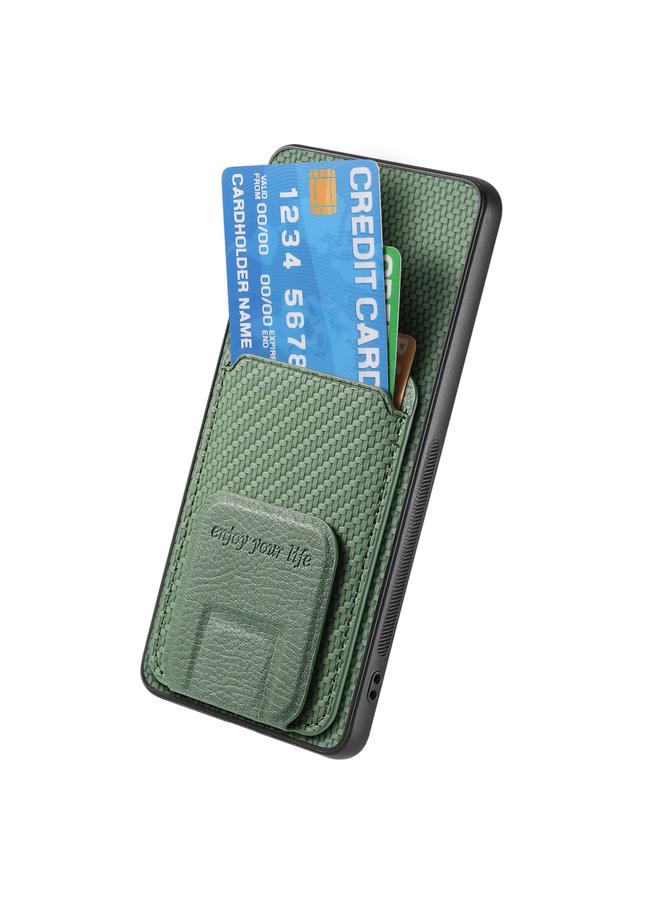 S-TOP Case For Samsung Galaxy S25 5G Carbon Fiber Card Bag Fold Stand Phone Case - Image 4
