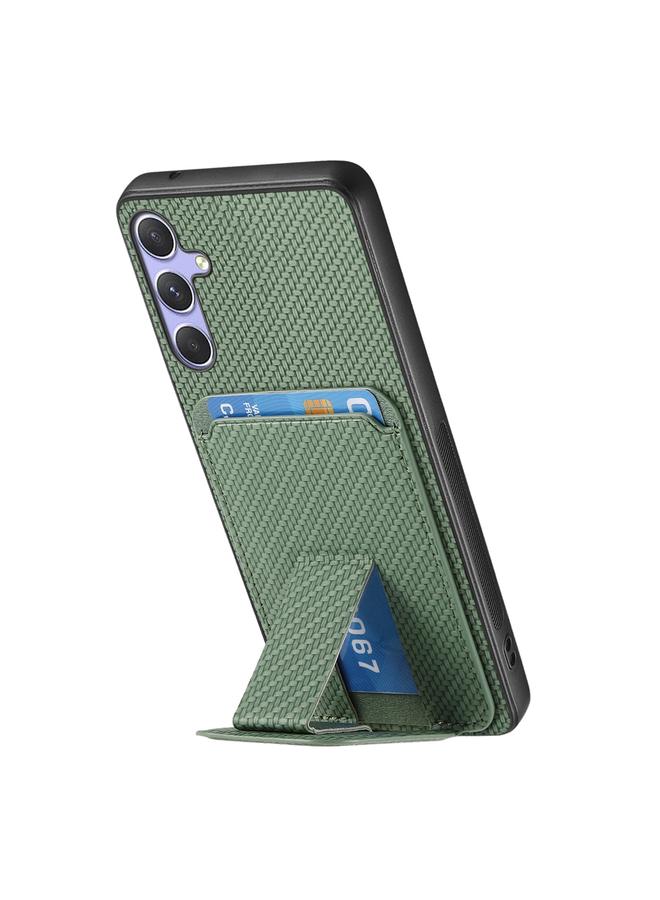 S-TOP Case For Samsung Galaxy S25 5G Carbon Fiber Card Bag Fold Stand Phone Case - Image 3