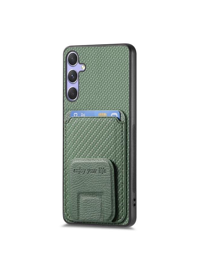 S-TOP Case For Samsung Galaxy S25 5G Carbon Fiber Card Bag Fold Stand Phone Case - Image 2