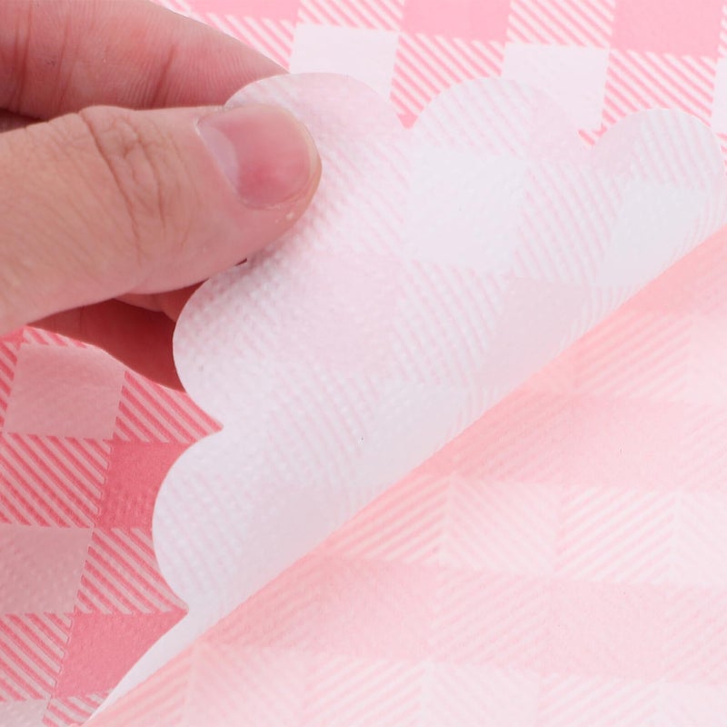 مناديل ورقية وردية قابلة للتخلص منقوشة 100 قطعة حواف مهدبة لحفلات الزفاف والنزهات - Image 4