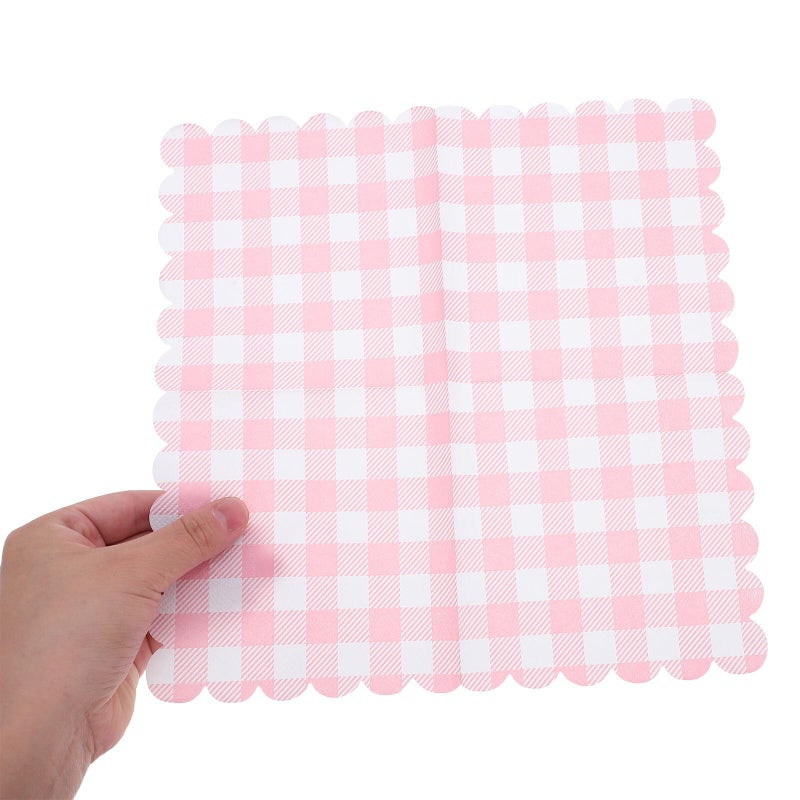 مناديل ورقية وردية قابلة للتخلص منقوشة 100 قطعة حواف مهدبة لحفلات الزفاف والنزهات - Image 5