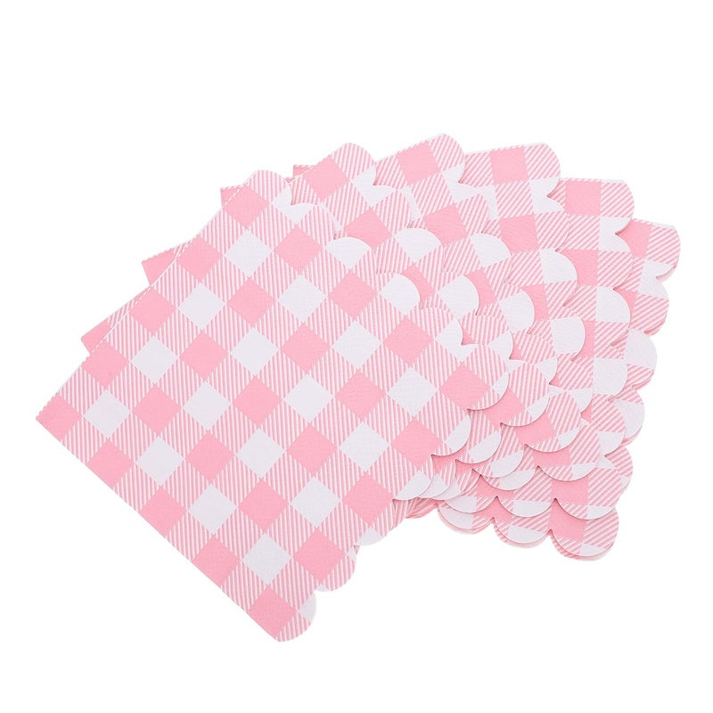 مناديل ورقية وردية قابلة للتخلص منقوشة 100 قطعة حواف مهدبة لحفلات الزفاف والنزهات - Image 2