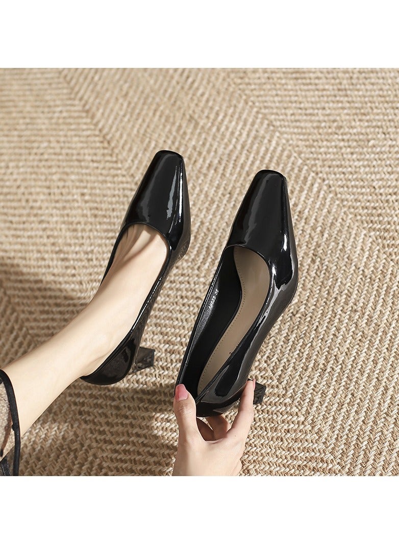 KUYING Single Shoe Women's Thick Heel Versatile Shoes  - Image 2