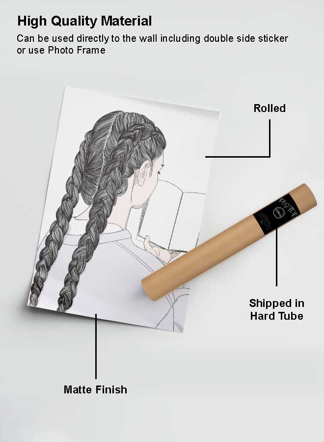 LOWHA Poster Painting Art With Four Separate Pieces Of Double-Sided Stickers Long Hair  For Home Bedroom Living Room And Office Decor  - Image 2