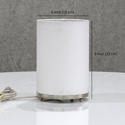 Craftter Textured Round Table LED Lamp For Home, Office- White Shade Metal Base Night Lamp- Decorative Desk Lamp For Bedroom, Kids Room, Bedside, 9X6 Inch, Pack Of 1 - Image 3