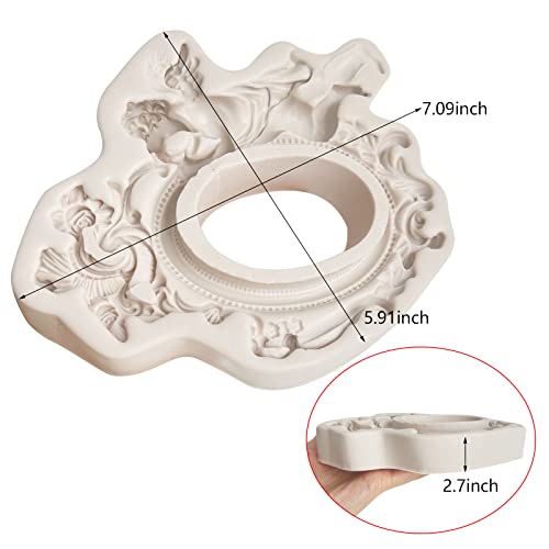 muyulin Angel Photo Frame Silicone Mold, Vintage Angel Baroque Frame Fondant Baking Mold for Cake Decoration Sugar Craft Gum Paste Polymer Clay Resin Home Decor - Image 2