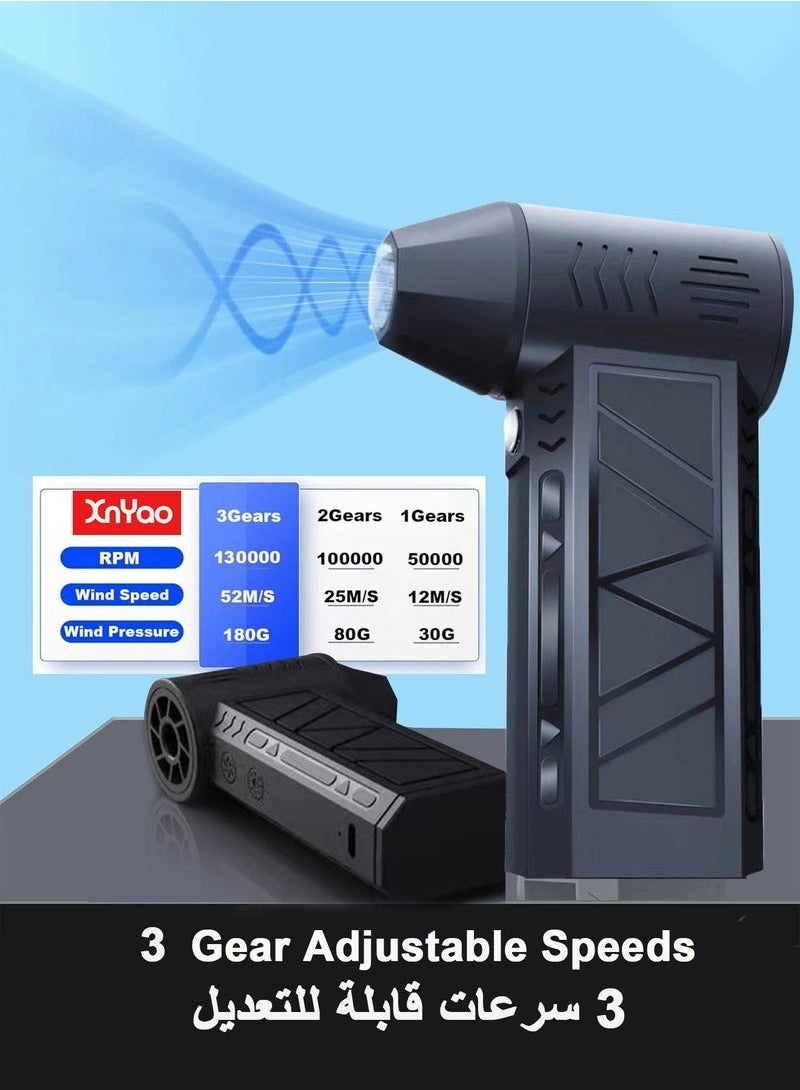 general Electric Air Blower Gun  Small Hand Fan with Turbo Blades,Portable Turbo Fan with LED Light, 130000rpm Blower Fan, Speed Adjustment, Mini Wind Blower BBQ Fan, Efficient Cleaning for Cars Computers K - Image 5