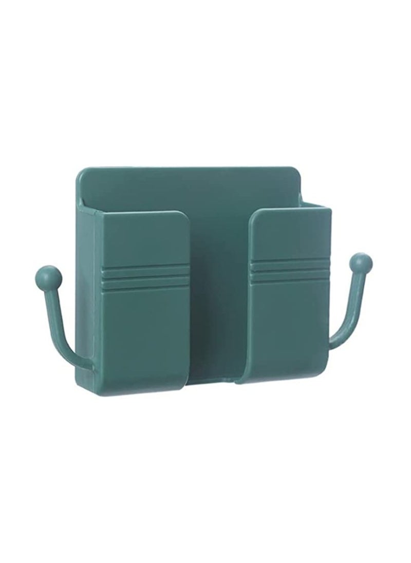 DIGI CORE Wall Mount Phone Holder Phone Stand With Data Cable And Hooks Receiving Hole Multi Purpose Phone Charging Dock With Adhesive Phone Holder For Shower Compatible With iPhone And Android Green  - Image 1