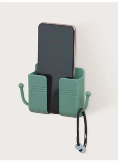 DIGI CORE Wall Mount Phone Holder Phone Stand With Data Cable And Hooks Receiving Hole Multi Purpose Phone Charging Dock With Adhesive Phone Holder For Shower Compatible With iPhone And Android Green  - Image 2