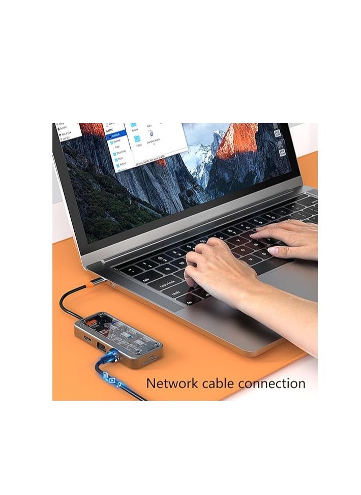 ماركة غير محددة موزع USB C، محول متعدد المنافذ 10 في 1 من النوع c مع HDMI 4K، توصيل طاقة PD، إيثرنت، Vga، مخرج صوت، 3 Usb، متوافق مع قارئ بطاقات SD/Micro SD  - Image 2