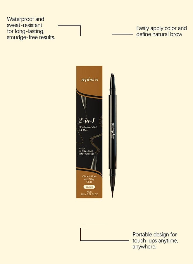 2-in-1 Eyebrow Pencil Waterproof, 2025 New Eyebrow Pencil  ,Create Natural Hair-Like Brows, Last All-Day, Microblading Brow Pen - Image 4