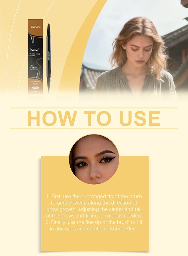 2-in-1 Eyebrow Pencil Waterproof, 2025 New Eyebrow Pencil  ,Create Natural Hair-Like Brows, Last All-Day, Microblading Brow Pen - Image 2