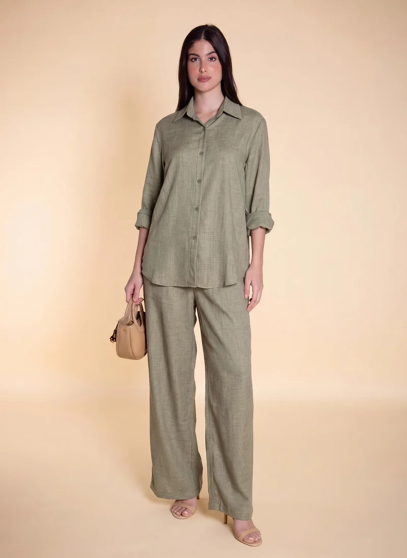 LINEN BLEND SHIRT SET