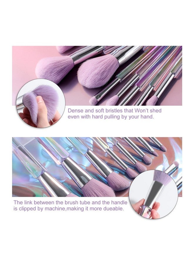 Oneleaf Makeup Brushes 10 Pcs Premium Synthetic Bristles Crystal Handle Kit,Kabuki Foundation Blending Face Powder Blush Concealers Eye Shadow Brush, Professional Brushes Set With Box (Crystal Handle) - Image 3