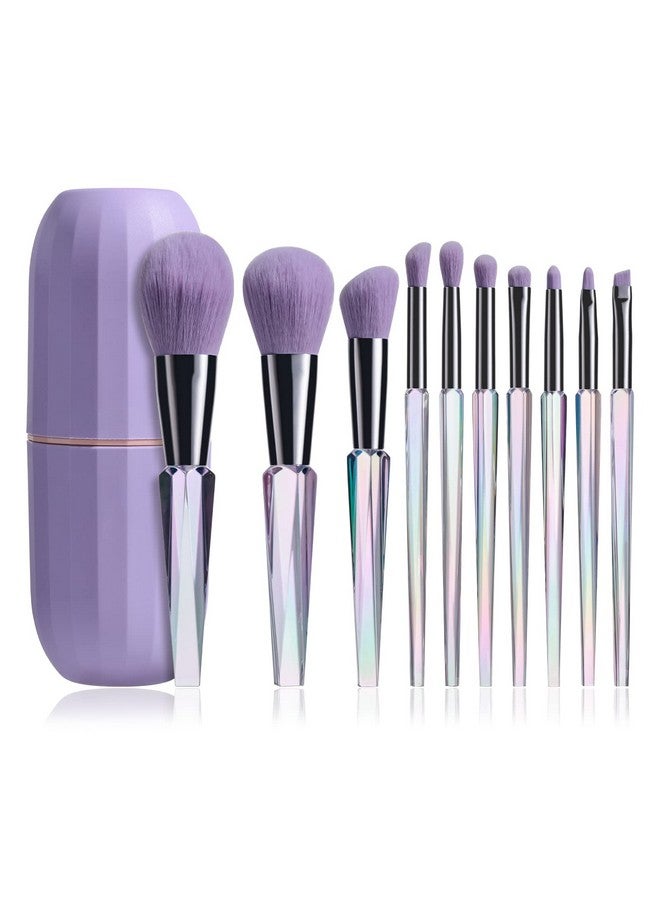 Oneleaf Makeup Brushes 10 Pcs Premium Synthetic Bristles Crystal Handle Kit,Kabuki Foundation Blending Face Powder Blush Concealers Eye Shadow Brush, Professional Brushes Set With Box (Crystal Handle) - Image 1