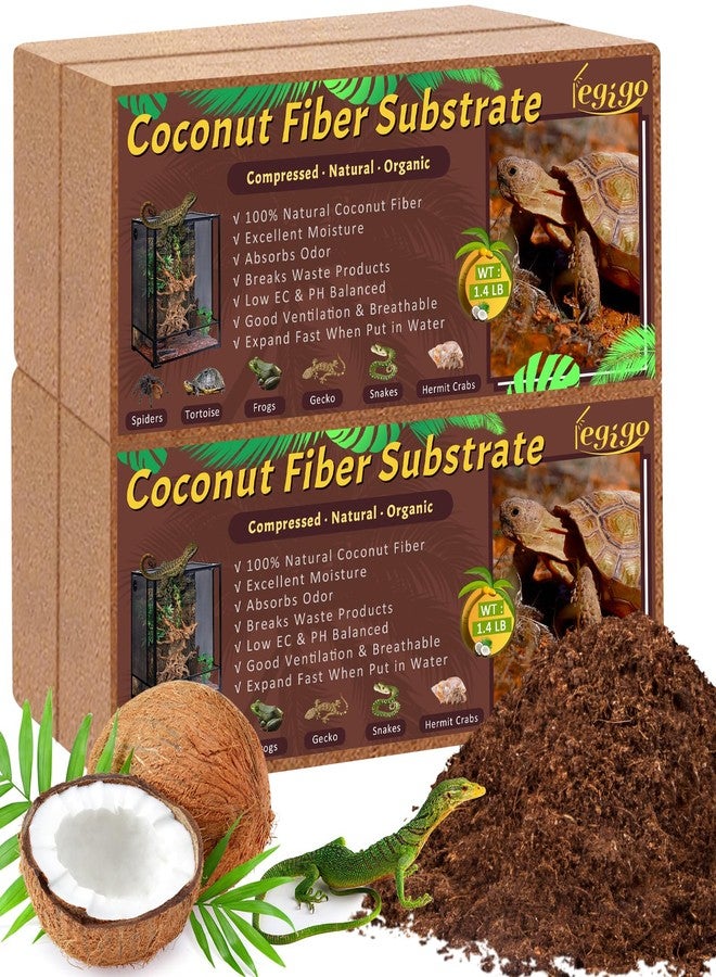Legigo 4 Pack Compressed Coconut Fiber Substrate - 100% Organic Coconut Fiber Brick Bedding for Reptiles, Natural Coco Husk Substrate Terrarium Bedding for Snake, Hermit Crabs, Frogs, Tortoise, Gecko - Image 1
