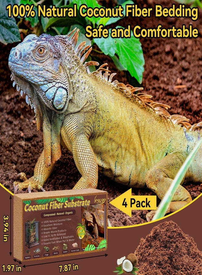 Legigo 4 Pack Compressed Coconut Fiber Substrate - 100% Organic Coconut Fiber Brick Bedding for Reptiles, Natural Coco Husk Substrate Terrarium Bedding for Snake, Hermit Crabs, Frogs, Tortoise, Gecko - Image 2