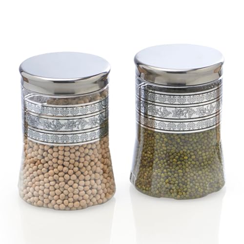 SCL Steelo Steelo Belly Container | Kitchen Organiser Air Tight Container Set | Multipurpose Jar|US FDA Approved | PET Food Grade Heavy Duty Material | BPA Free (Silver, 1200 ML, Pack of 2) - Image 1