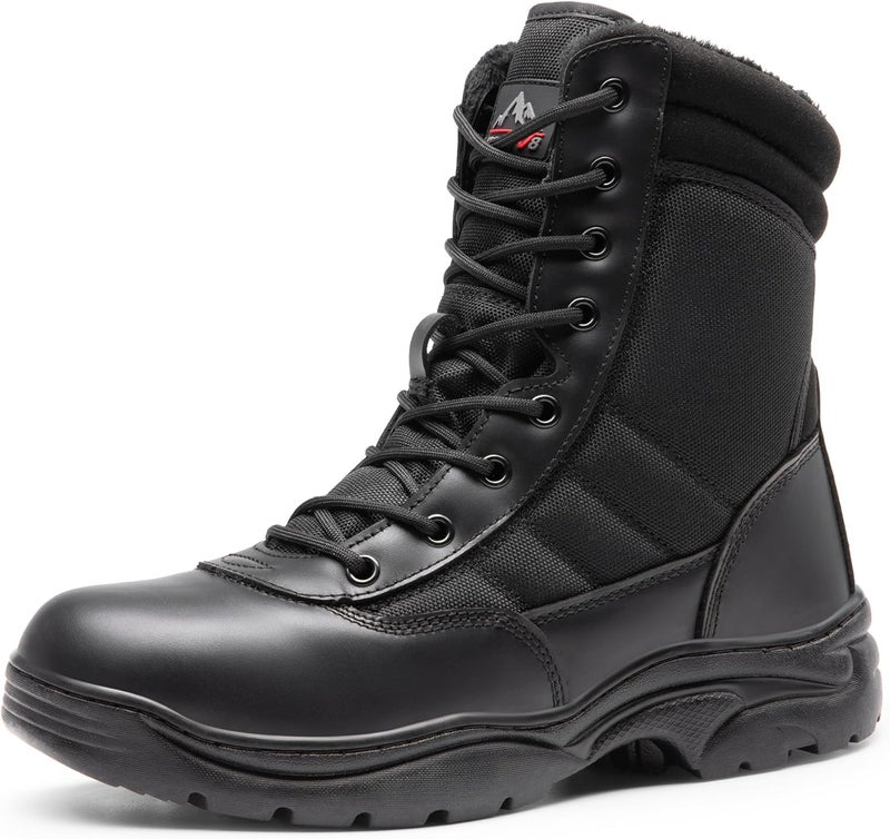 NORTIV 8 Men's Military Tactical Work Boots with Side Zipper - Black - Image 1
