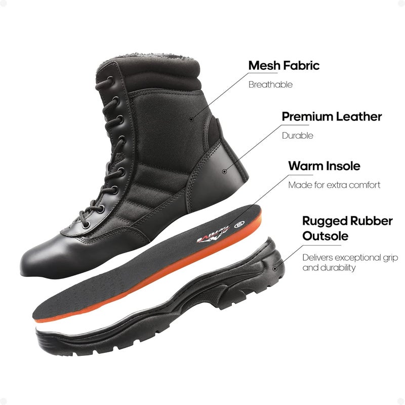 NORTIV 8 Men's Military Tactical Work Boots with Side Zipper - Black - Image 5